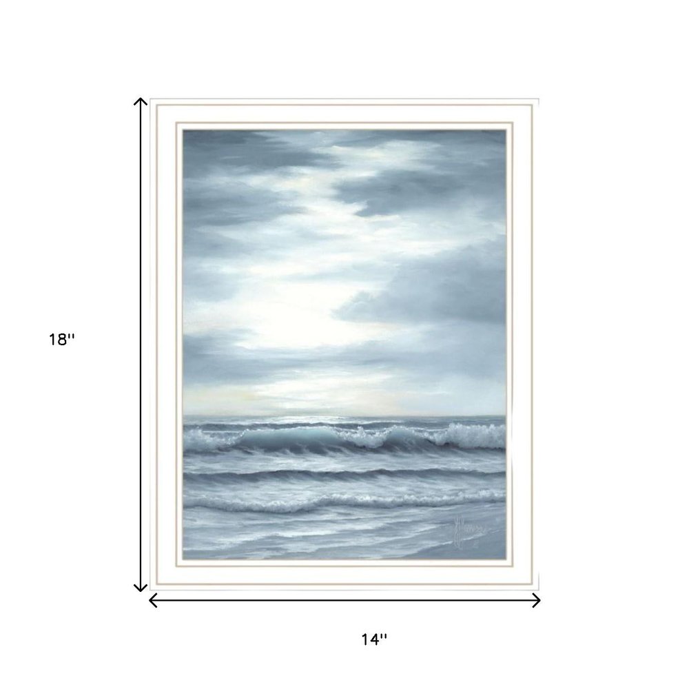 Set Of Two "The Ocean Blue - high tide at sunset." White Framed Wall Art HomeRoots