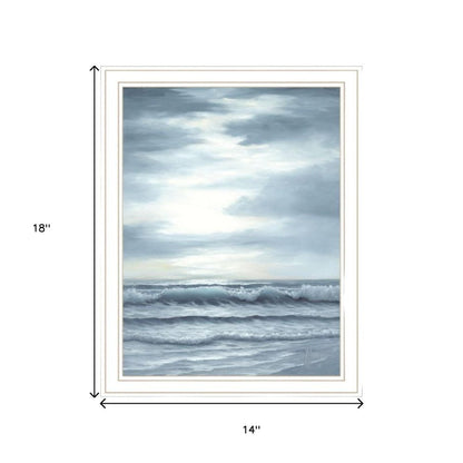 Set Of Two "The Ocean Blue - high tide at sunset." White Framed Wall Art HomeRoots