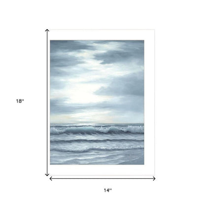 Set Of Two "The Ocean Blue - high tide at sunset." White Framed Wall Art HomeRoots