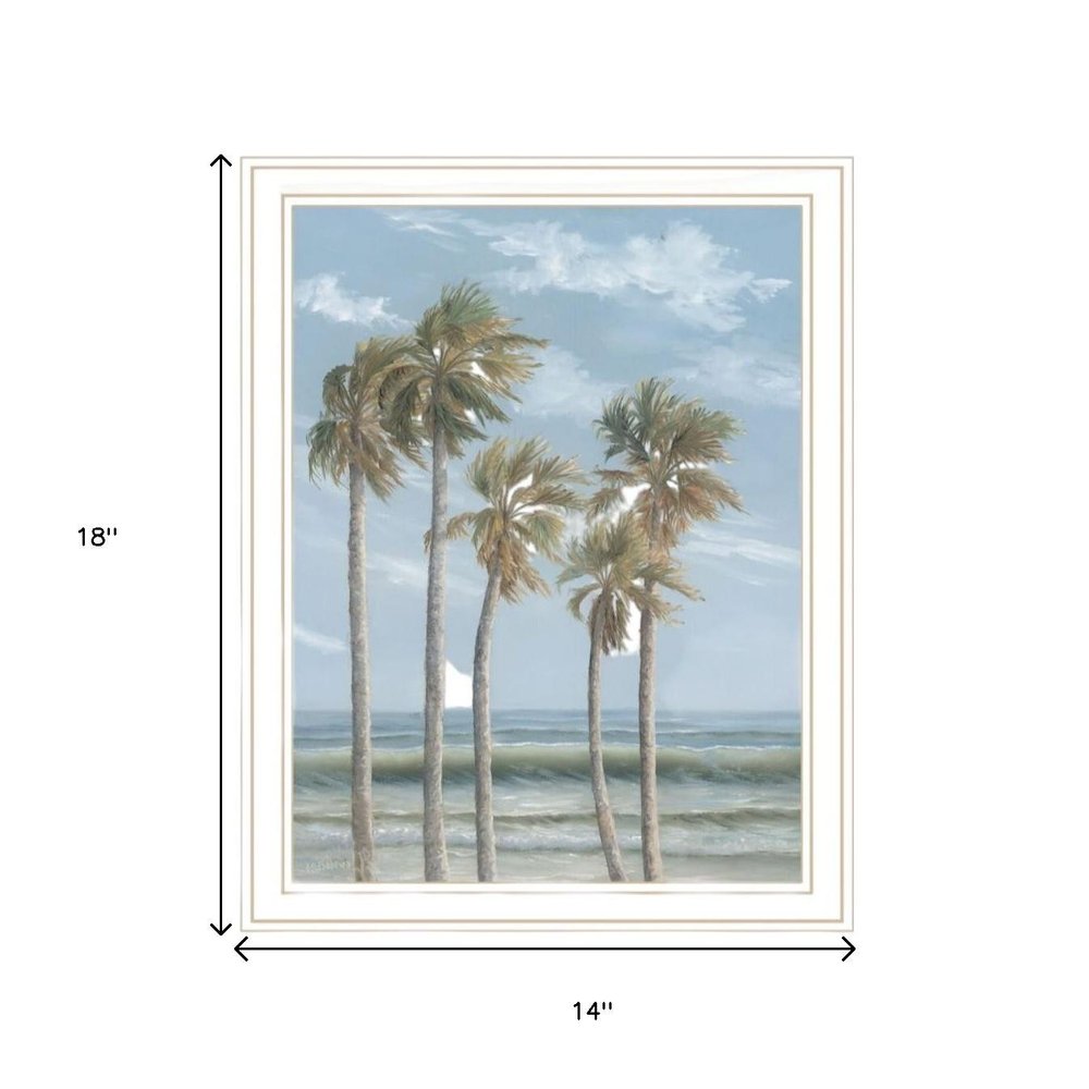 Set Of Two "Winds of the ocean blowing the Palm Trees and Sea Oats" White Framed Wall Art — view 6