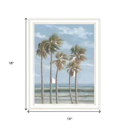 Set Of Two "Winds of the ocean blowing the Palm Trees and Sea Oats" White Framed Wall Art HomeRoots