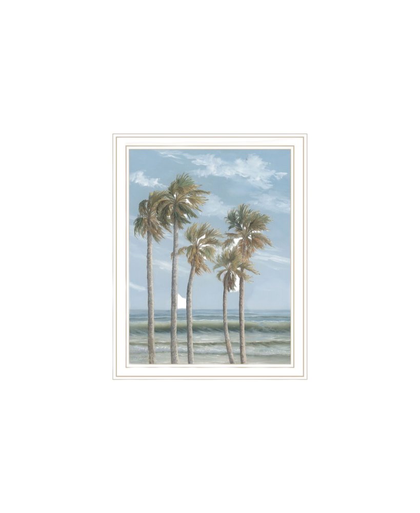 Set Of Two "Winds of the ocean blowing the Palm Trees and Sea Oats" White Framed Wall Art — view 5