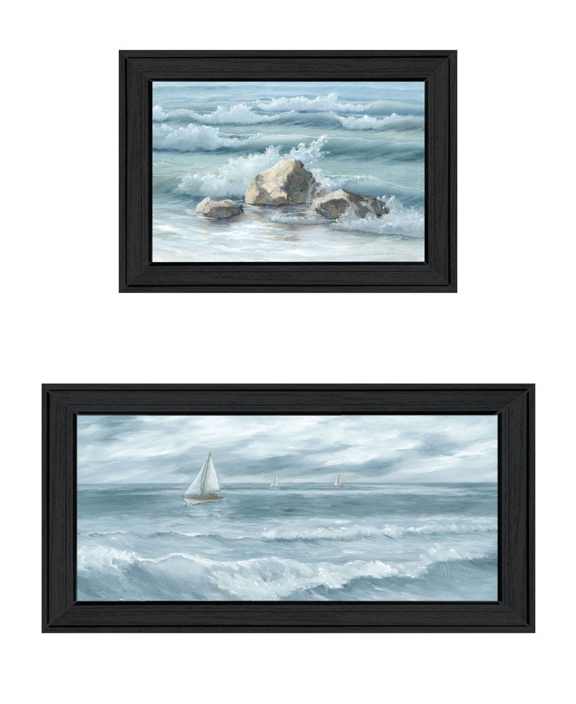 Set Of Two Steadfast in the Waves Black Framed Wall Art HomeRoots