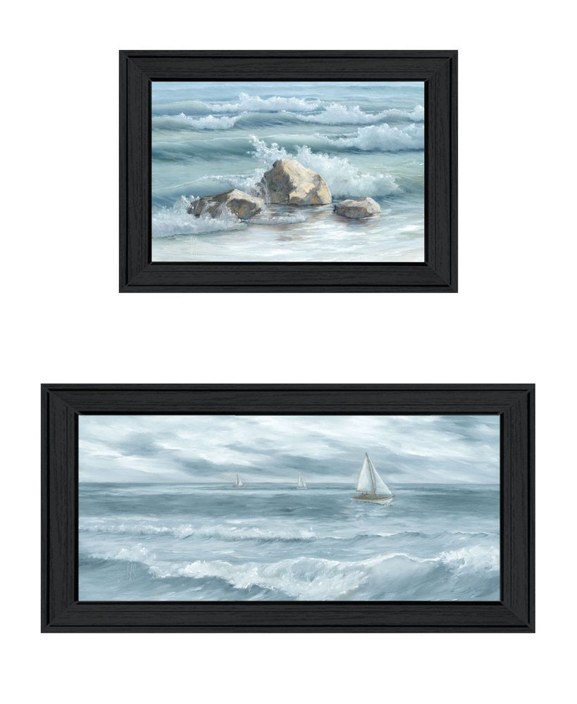 Set Of Two Steadfast in the Waves Black Framed Wall Art HomeRoots
