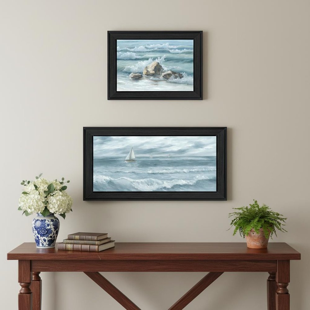 Set Of Two Steadfast in the Waves Black Framed Wall Art — view 4