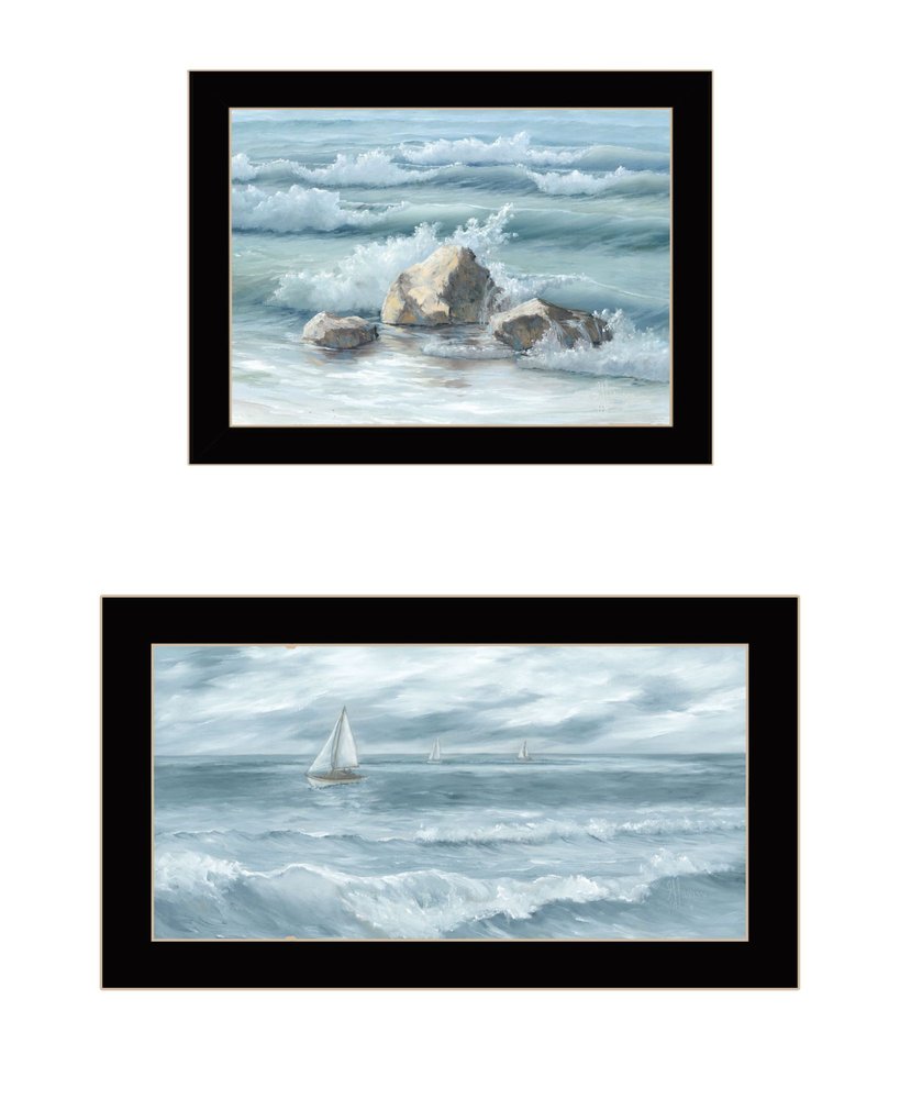 Set Of Two Steadfast in the Waves Black Framed Wall Art — view 1