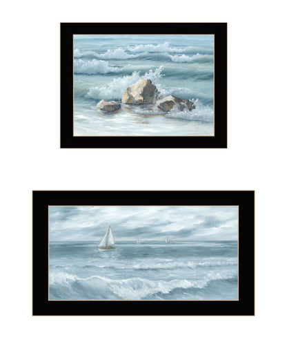 Set Of Two Steadfast in the Waves Black Framed Wall Art HomeRoots