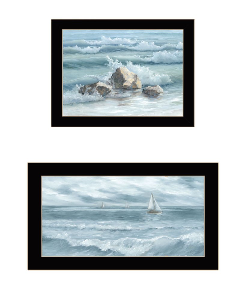 Set Of Two Steadfast in the Waves Black Framed Wall Art HomeRoots