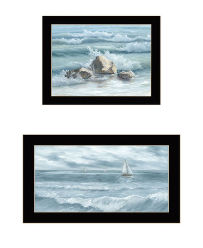 Set Of Two Steadfast in the Waves Black Framed Wall Art HomeRoots