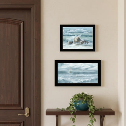 Set Of Two Steadfast in the Waves Black Framed Wall Art HomeRoots
