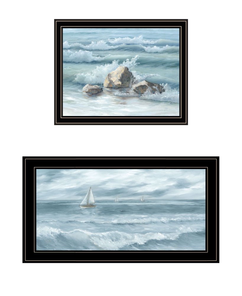 Set Of Two Steadfast in the Waves Black Framed Wall Art — view 1