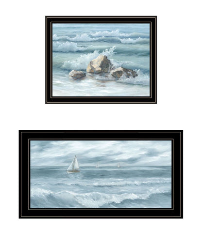 Set Of Two Steadfast in the Waves Black Framed Wall Art HomeRoots