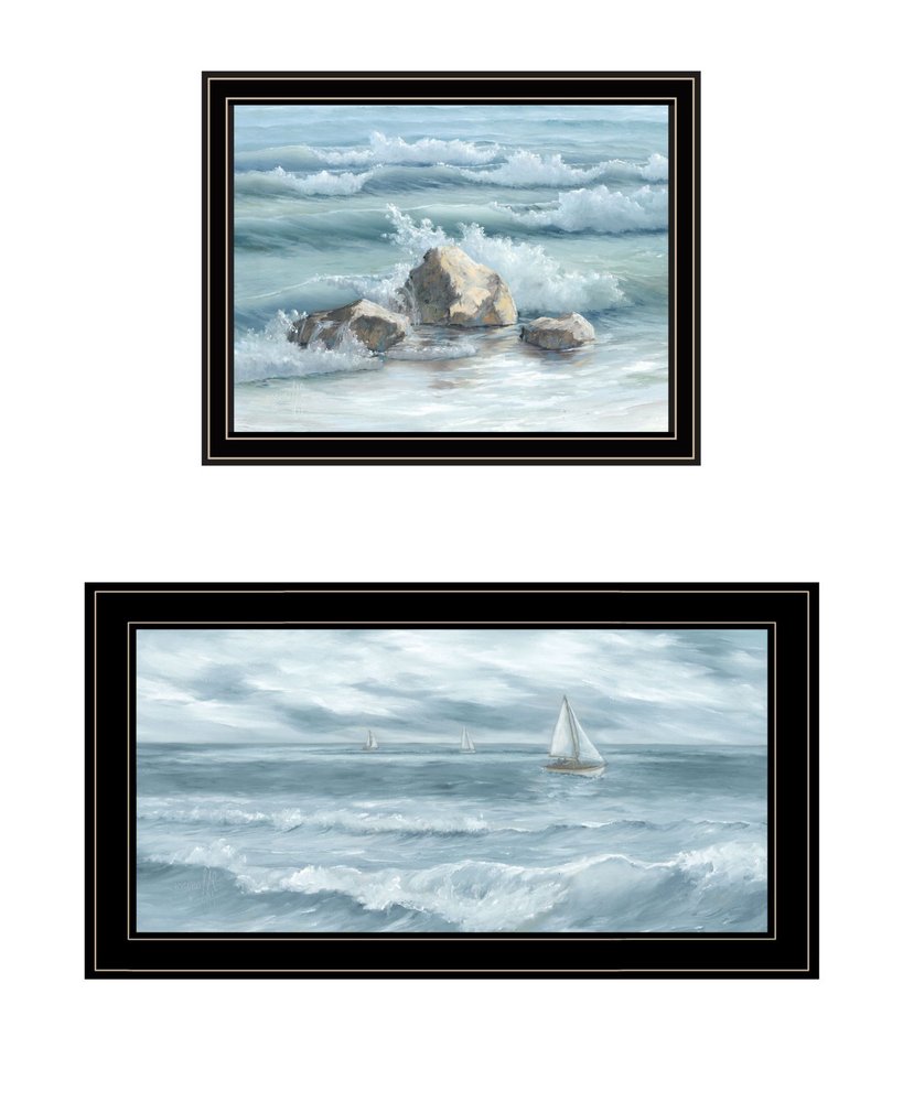 Set Of Two Steadfast in the Waves Black Framed Wall Art HomeRoots