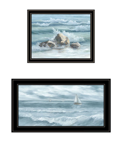 Set Of Two Steadfast in the Waves Black Framed Wall Art HomeRoots