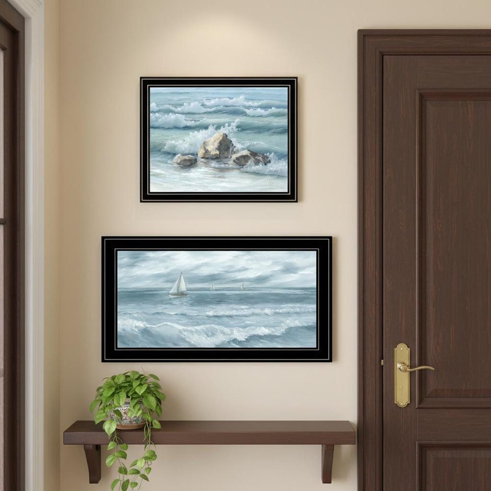Set Of Two Steadfast in the Waves Black Framed Wall Art HomeRoots