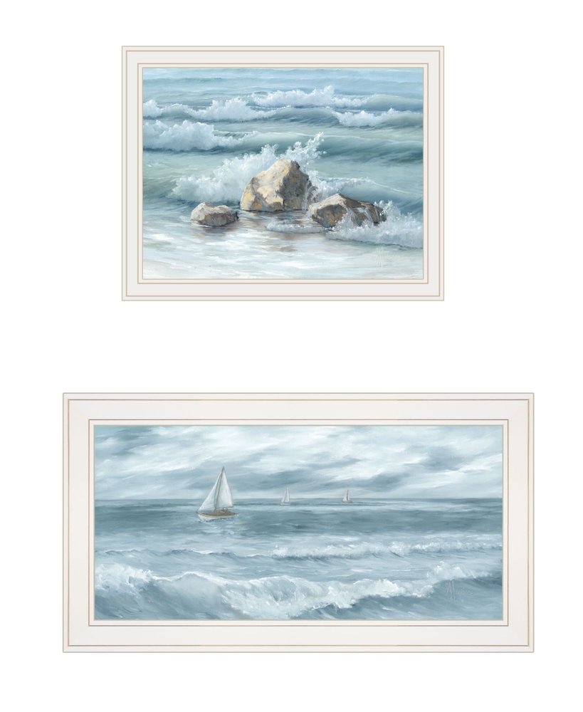 Set Of Two Steadfast in the Waves White Framed Wall Art HomeRoots