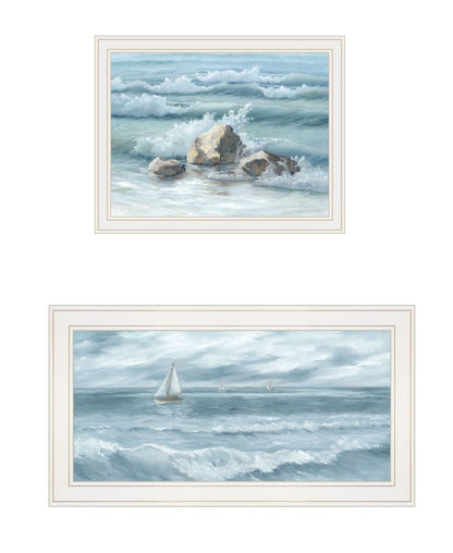 Set Of Two Steadfast in the Waves White Framed Wall Art HomeRoots