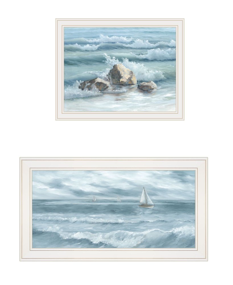 Set Of Two Steadfast in the Waves White Framed Wall Art HomeRoots