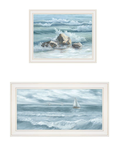 Set Of Two Steadfast in the Waves White Framed Wall Art HomeRoots
