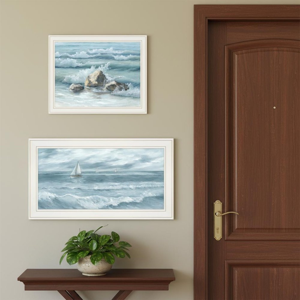 Set Of Two Steadfast in the Waves White Framed Wall Art HomeRoots