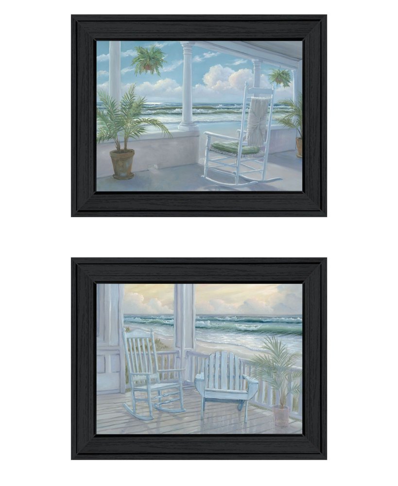 Set Of Two Coastal Porch Relaxing Black Framed Wall Art — view 1
