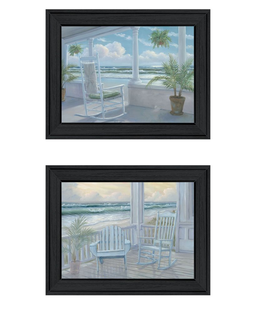 Set Of Two Coastal Porch Relaxing Black Framed Wall Art — view 2