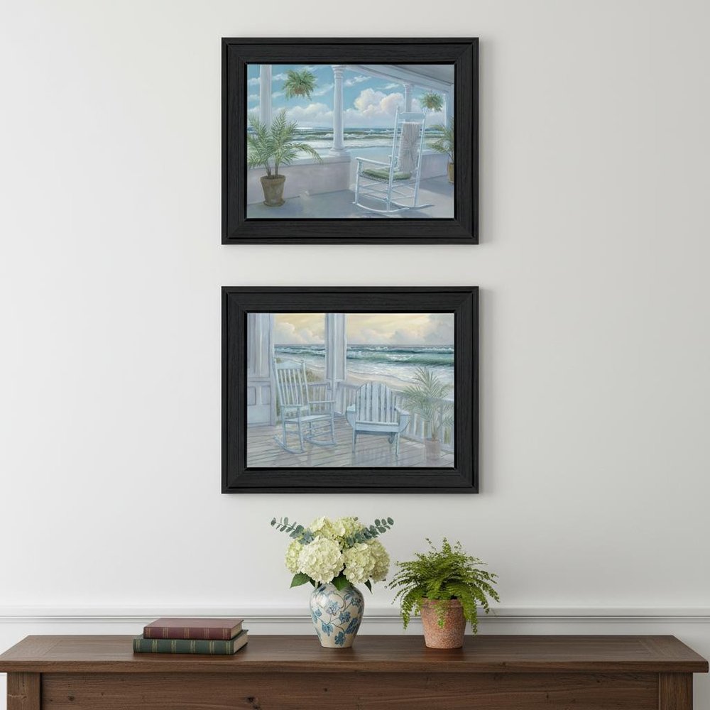 Set Of Two Coastal Porch Relaxing Black Framed Wall Art — view 4