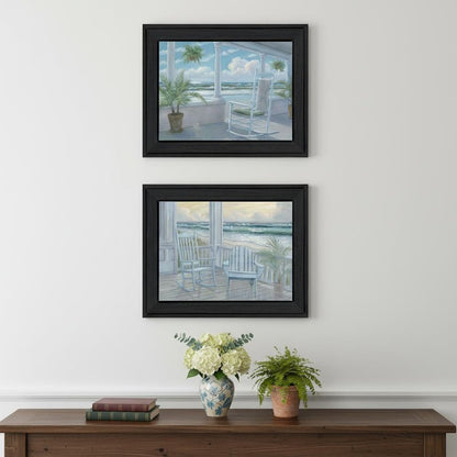 Set Of Two Coastal Porch Relaxing Black Framed Wall Art HomeRoots