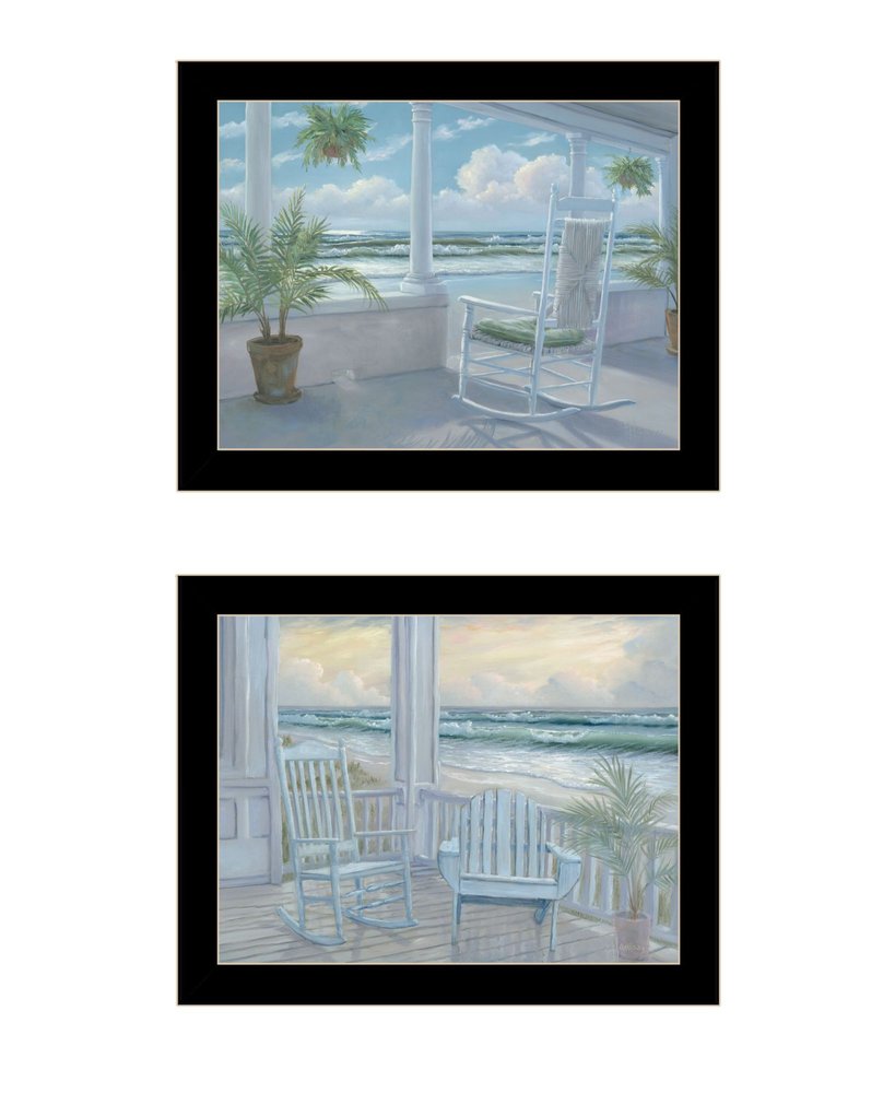 Set Of Two Coastal Porch Relaxing Black Framed Wall Art HomeRoots