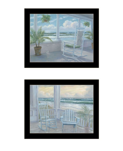 Set Of Two Coastal Porch Relaxing Black Framed Wall Art HomeRoots