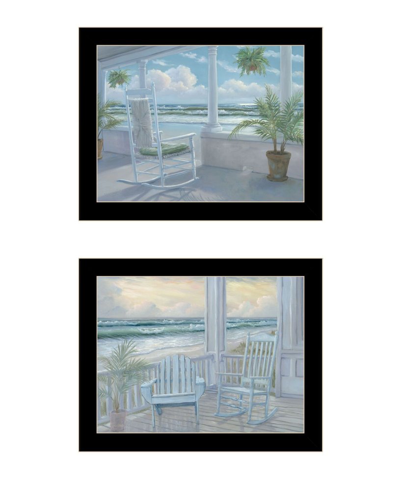 Set Of Two Coastal Porch Relaxing Black Framed Wall Art HomeRoots