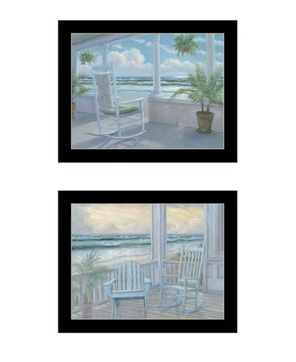 Set Of Two Coastal Porch Relaxing Black Framed Wall Art HomeRoots