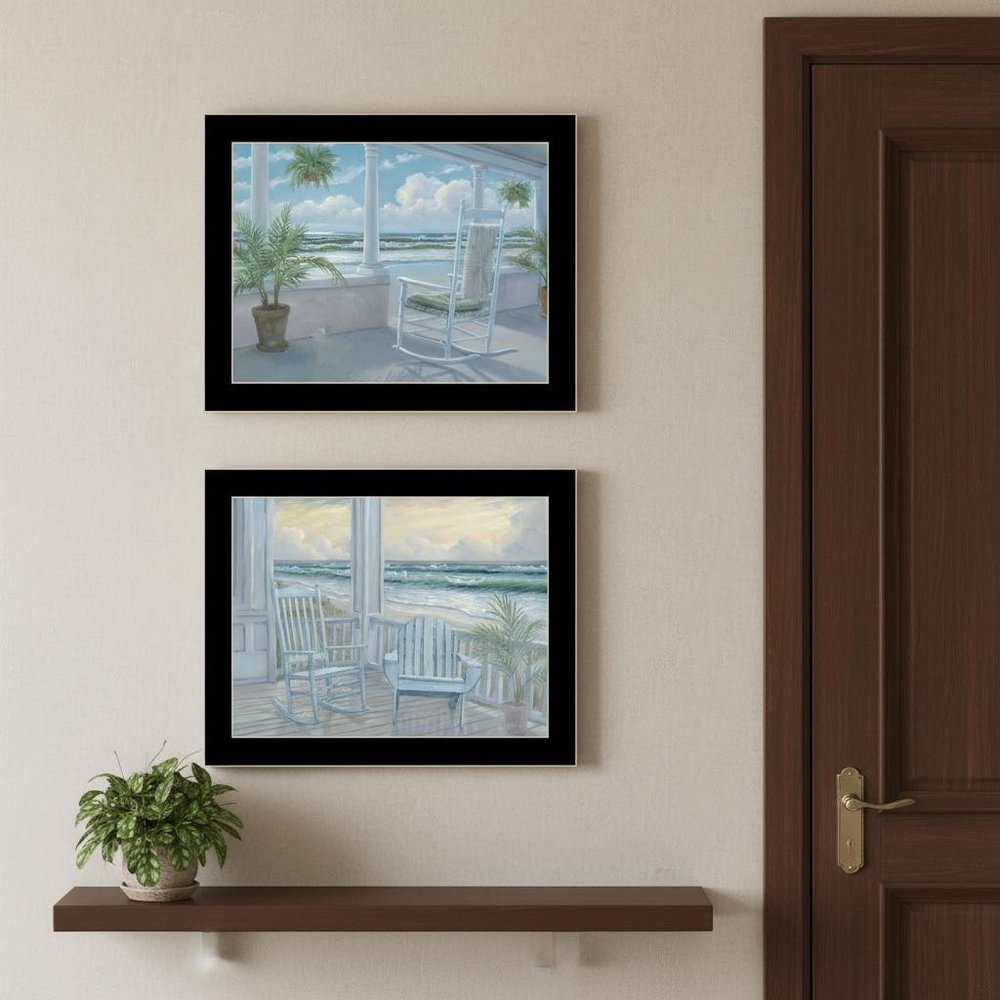 Set Of Two Coastal Porch Relaxing Black Framed Wall Art — view 4