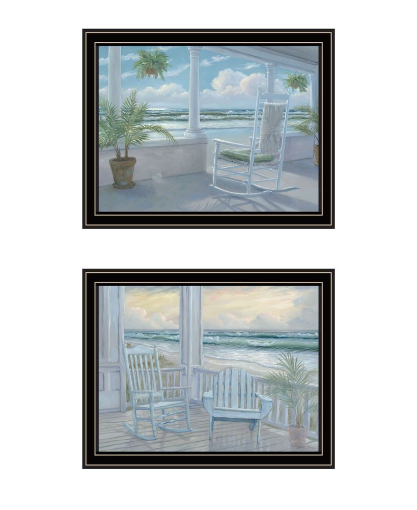 Set Of Two Coastal Porch Relaxing Black Framed Wall Art HomeRoots