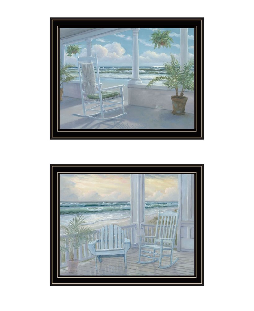 Set Of Two Coastal Porch Relaxing Black Framed Wall Art — view 3