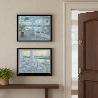 Set Of Two Coastal Porch Relaxing Black Framed Wall Art HomeRoots