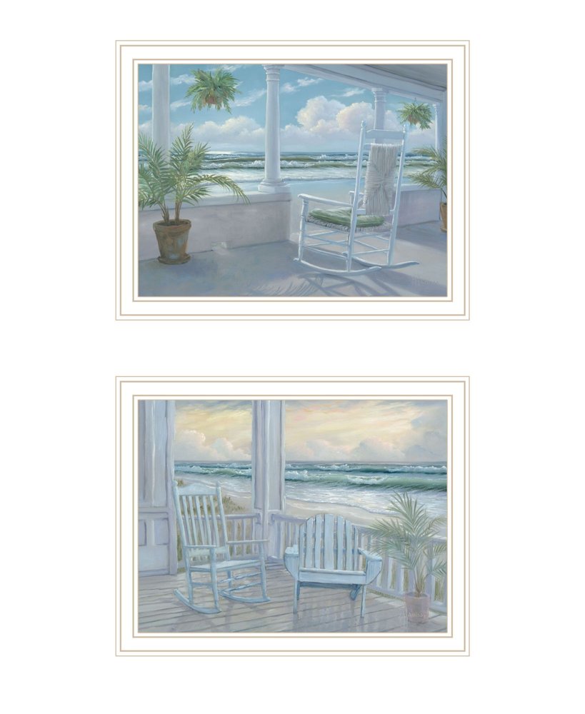 Set Of Two Coastal Porch Relaxing White Framed Wall Art — view 1