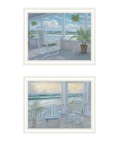 Set Of Two Coastal Porch Relaxing White Framed Wall Art HomeRoots