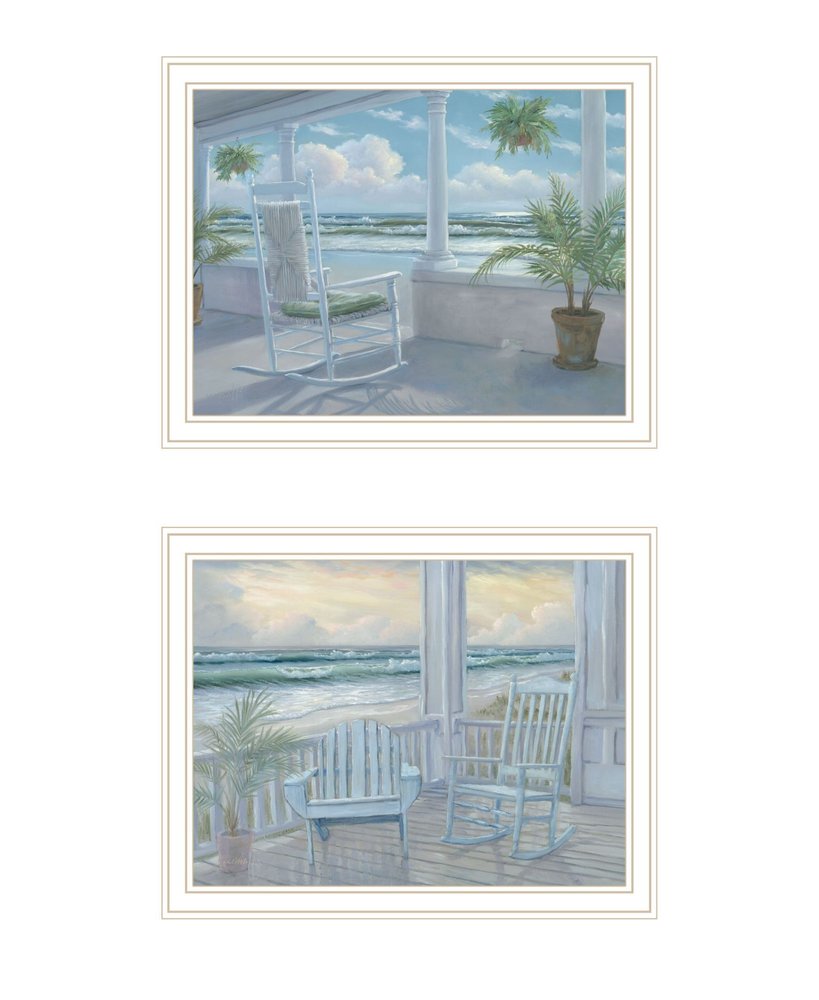 Set Of Two Coastal Porch Relaxing White Framed Wall Art — view 3