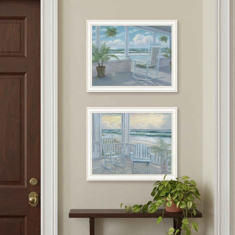 Set Of Two Coastal Porch Relaxing White Framed Wall Art HomeRoots