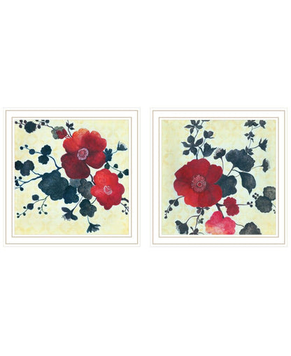 Set Of Two Japanese Blossoms I White Framed Wall Art HomeRoots