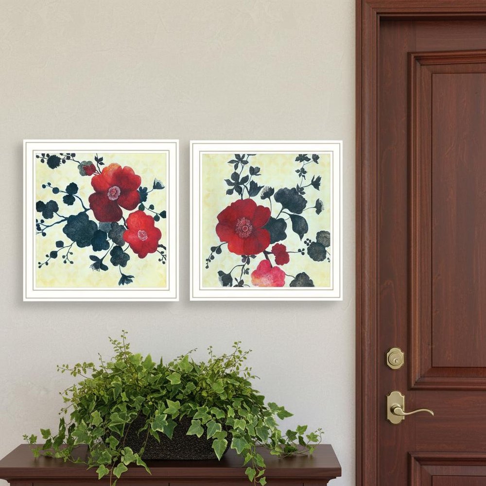 Set Of Two Japanese Blossoms I White Framed Wall Art HomeRoots