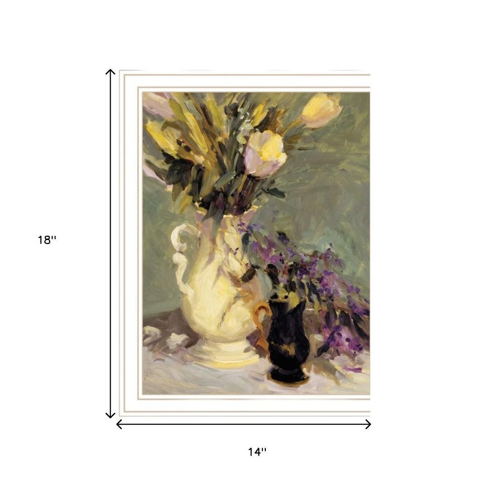 Set Of Two Abstract Tulips And Lavender Flower Vases White Framed Wall Art — view 6