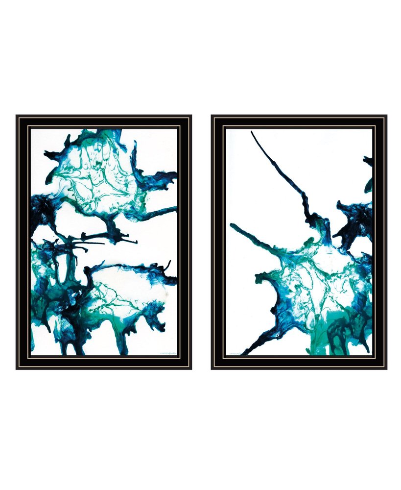 Set Of Two Abstract Ocean Living Black Framed Wall Art — view 1