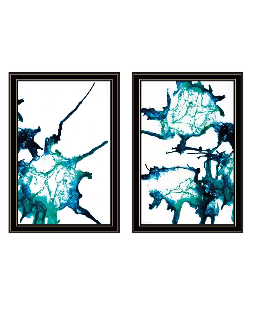 Set Of Two Abstract Ocean Living Black Framed Wall Art HomeRoots