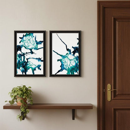 Set Of Two Abstract Ocean Living Black Framed Wall Art HomeRoots