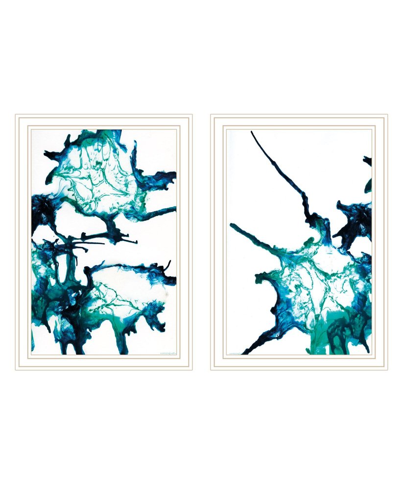 Set Of Two Abstract Ocean Living White Framed Wall Art — view 1
