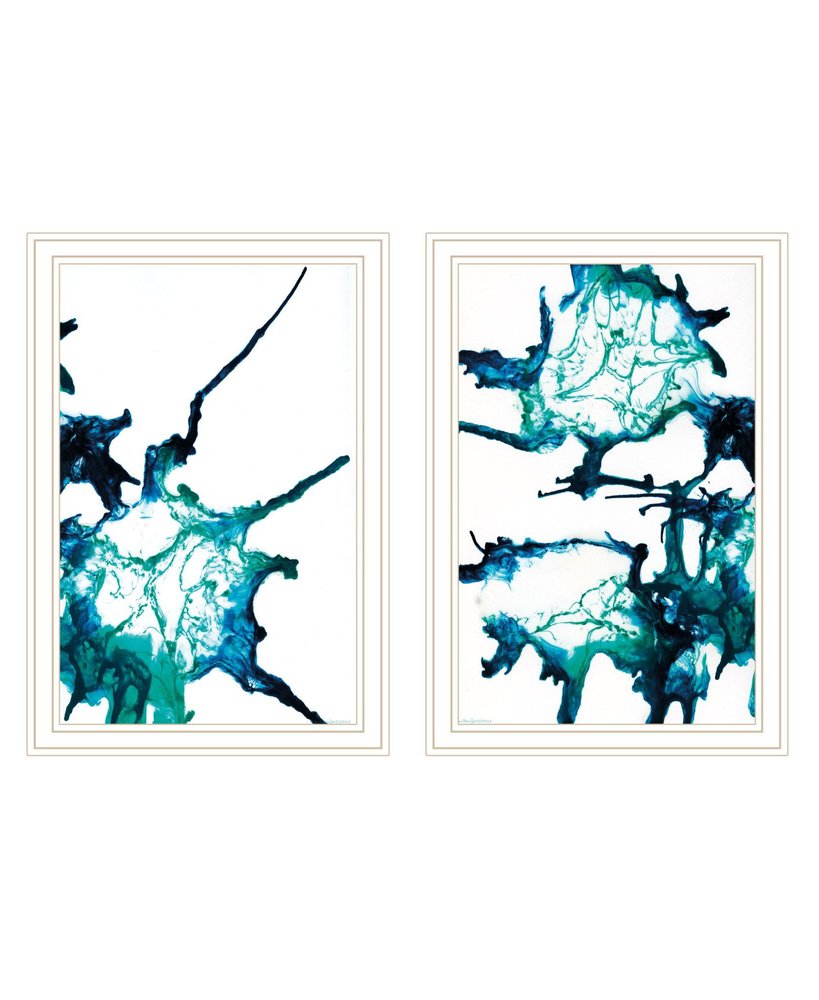 Set Of Two Abstract Ocean Living White Framed Wall Art — view 2