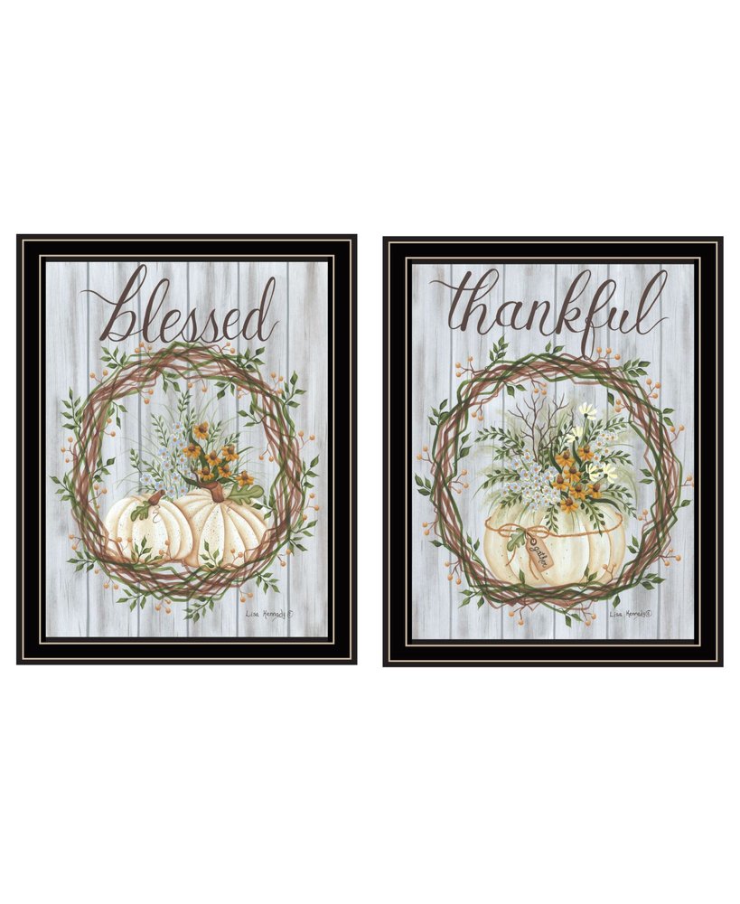 Set Of Two Thankful and Blessed for the Fall Black Framed Wall Art — view 1
