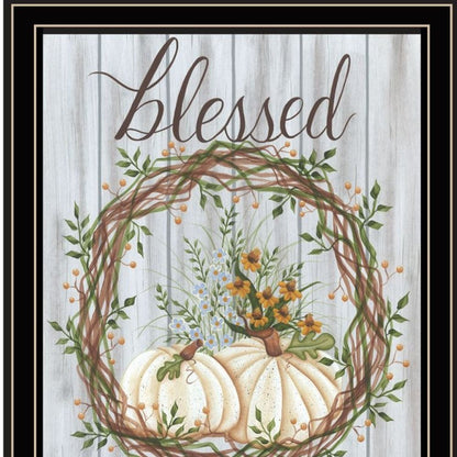Set Of Two Thankful and Blessed for the Fall Black Framed Wall Art
